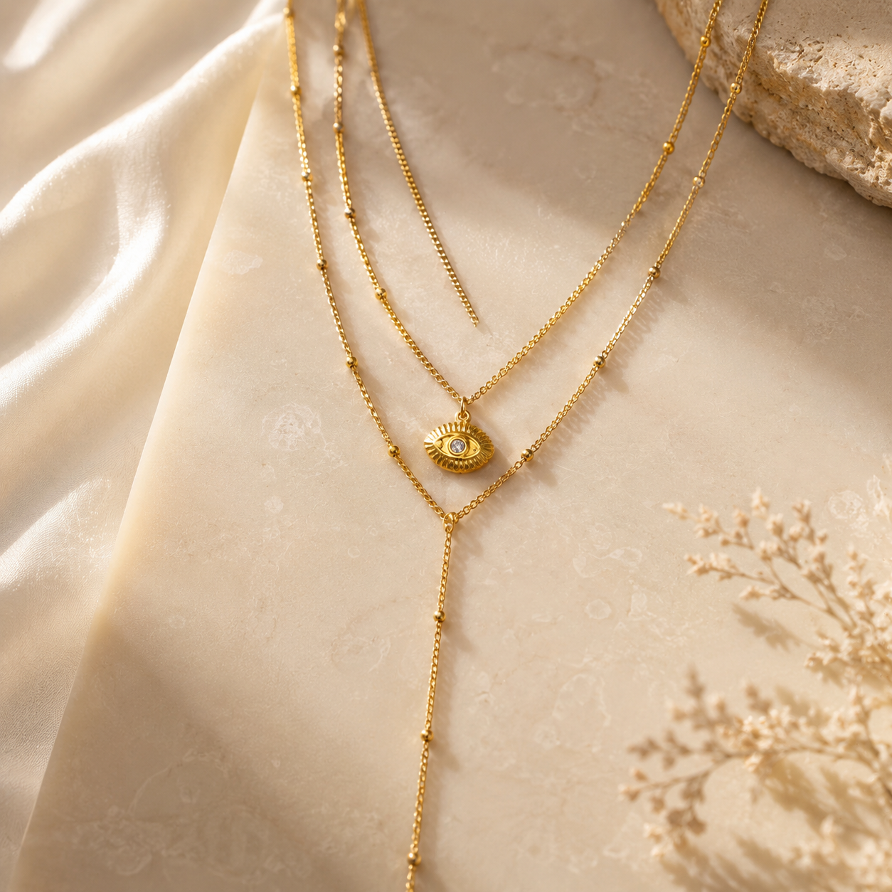 Evil Eye Layered Necklace สร้อยคอเลเยอร์ดวงตานำโชค
