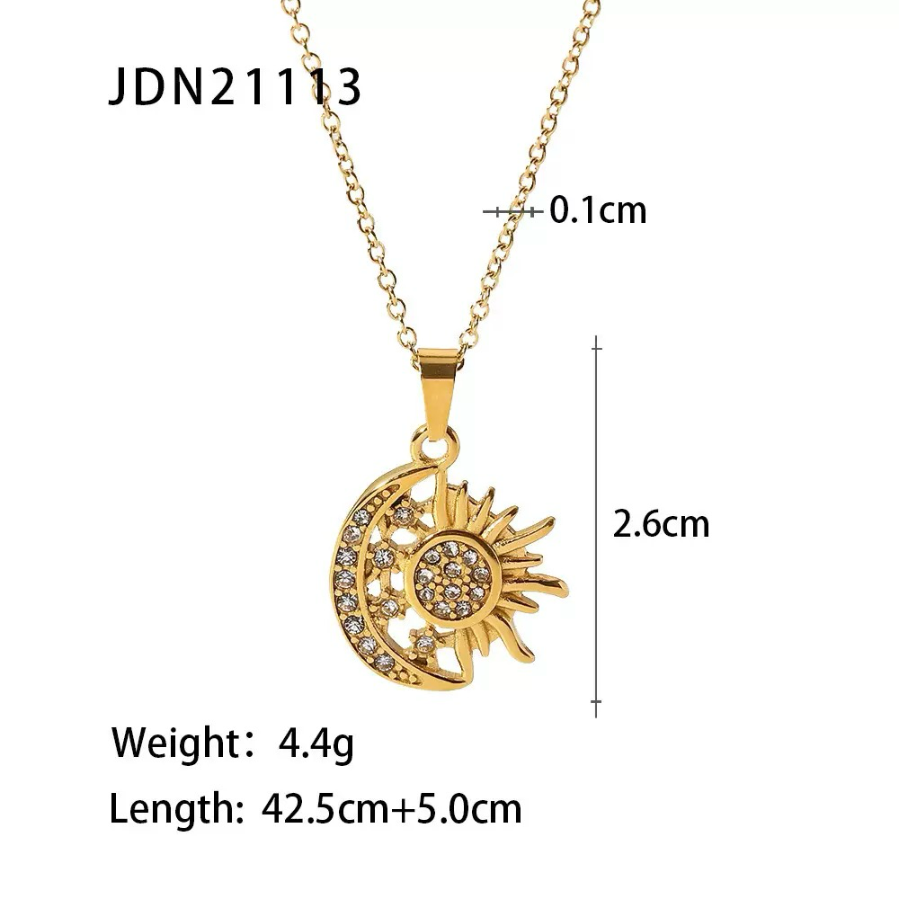 Crystal Sun & Moon Necklace | สร้อยคอพระอาทิตย์และพระจันทร์