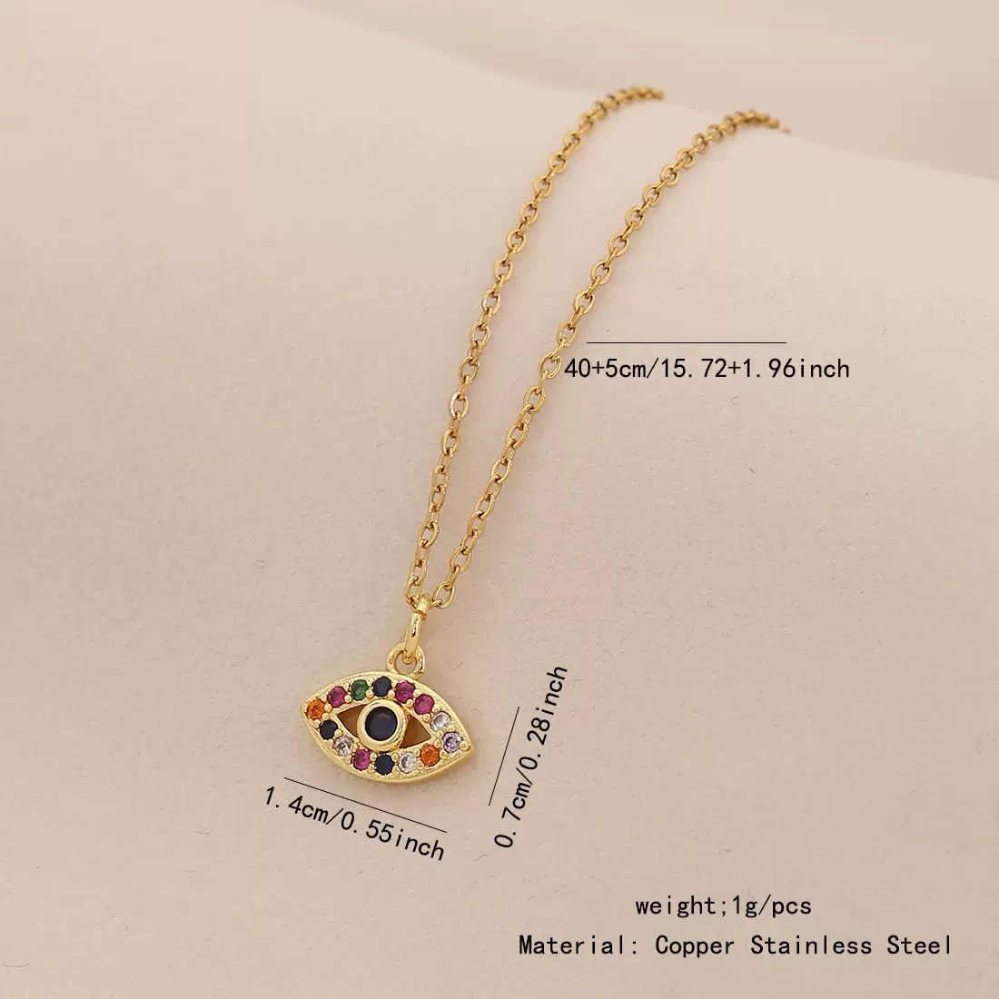 สร้อยคออีวิลอายประดับคริสตัลหลากสี | Colorful Evil Eye Crystal Necklace