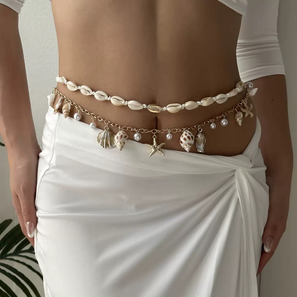 Seashell Pearl Layered Waist Chain | สร้อยเอวเลเยอร์เปลือกหอยและมุก
