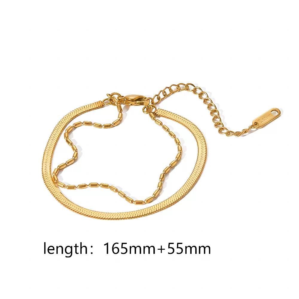 Golden Double Layer Snake Chain Bracelet | กำไลโซ่สองชั้นสีทอง
