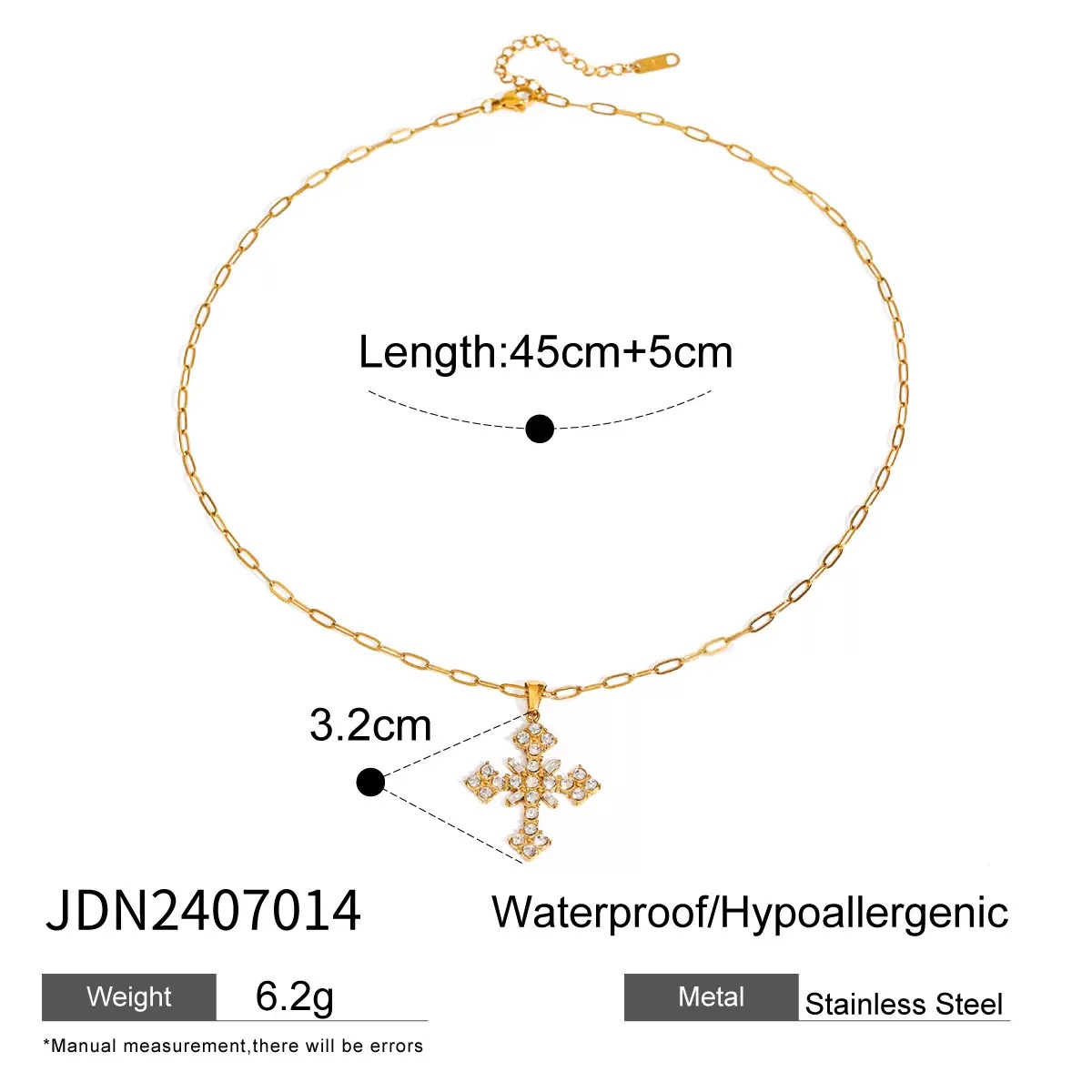 Stainless Steel Crystal Halo Pendant Necklace | สร้อยคอจี้คริสตัลฮาโลสีทอง