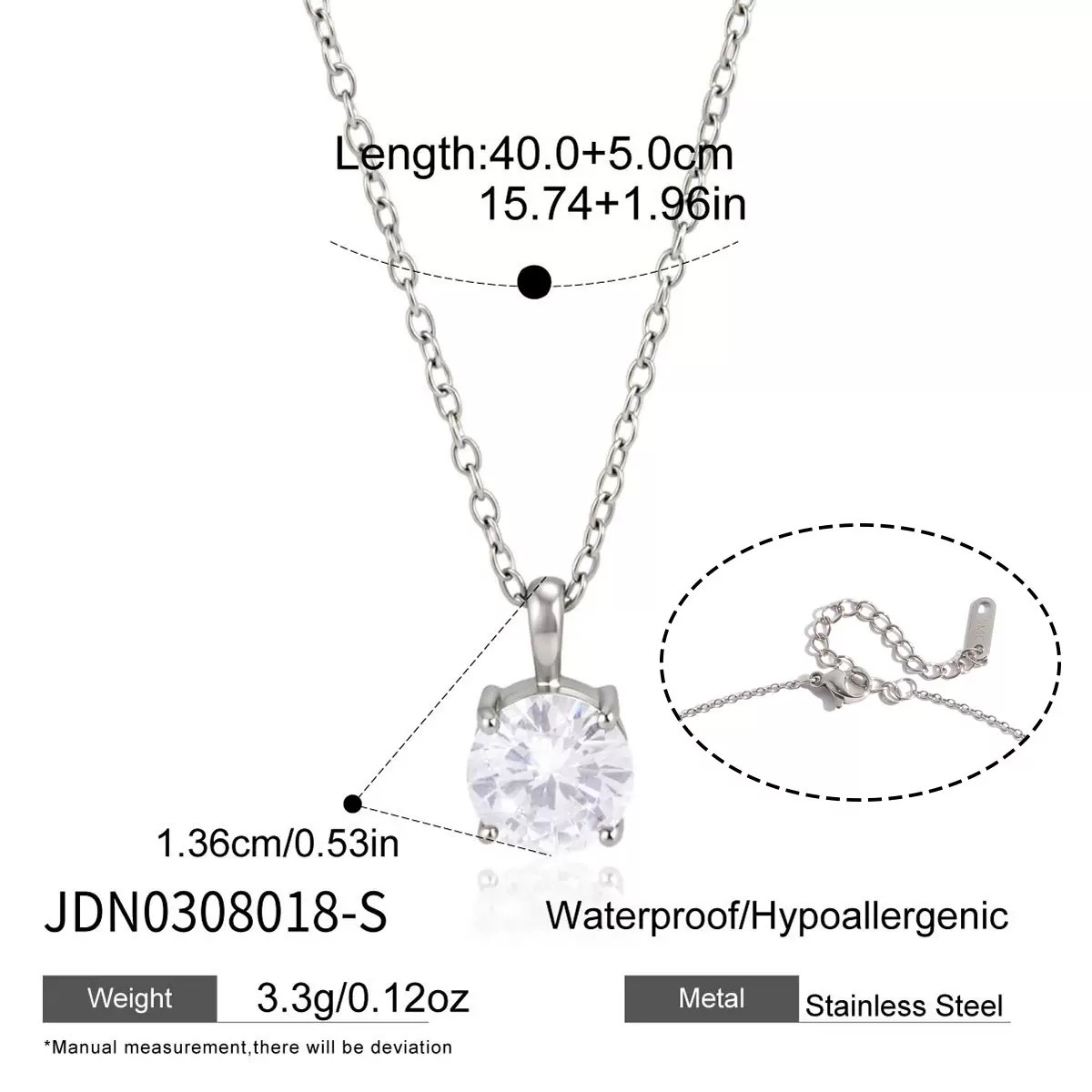 สร้อยคอเพชรกลมคลาสสิก | Classic Solitaire Crystal Necklace — 2