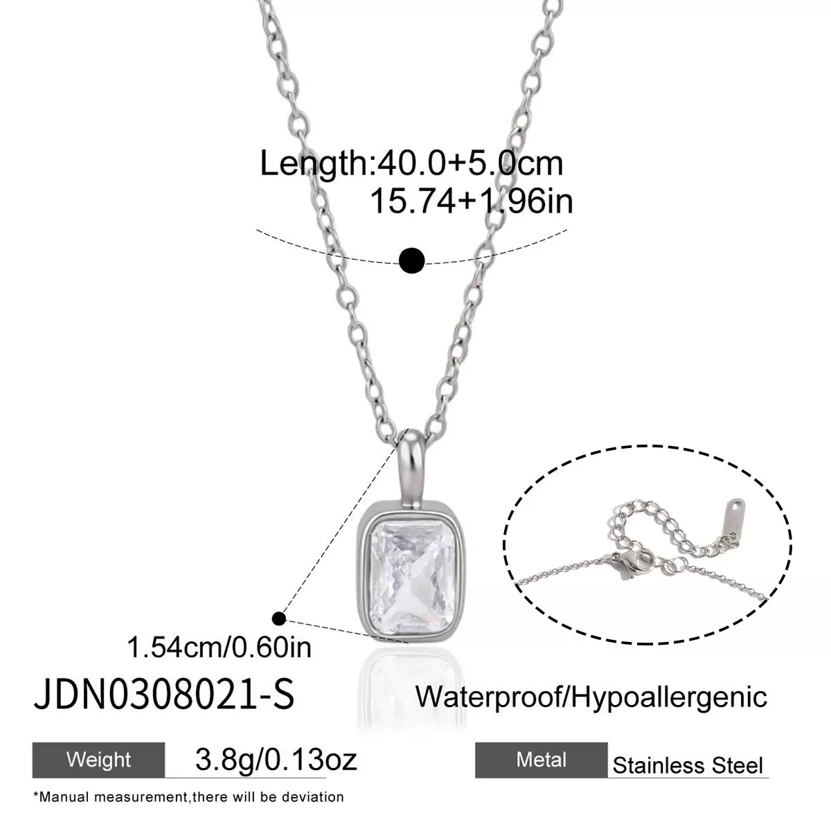 Silver Crystal Pendant Necklace | สร้อยคอจี้คริสตัลสีเงิน