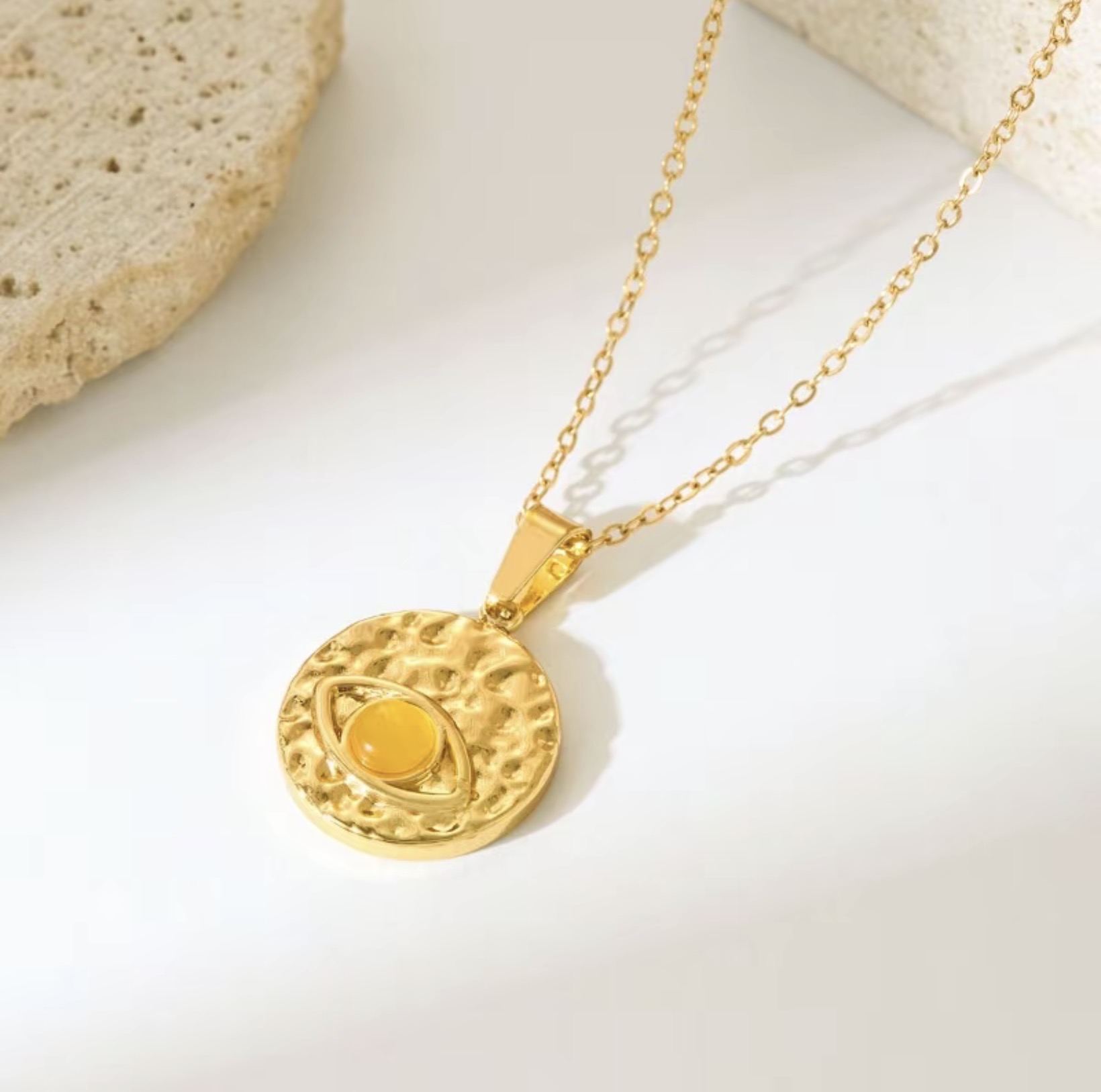 Golden Eye Medallion Necklace | สร้อยคอจี้ดวงตาเหรียญทอง