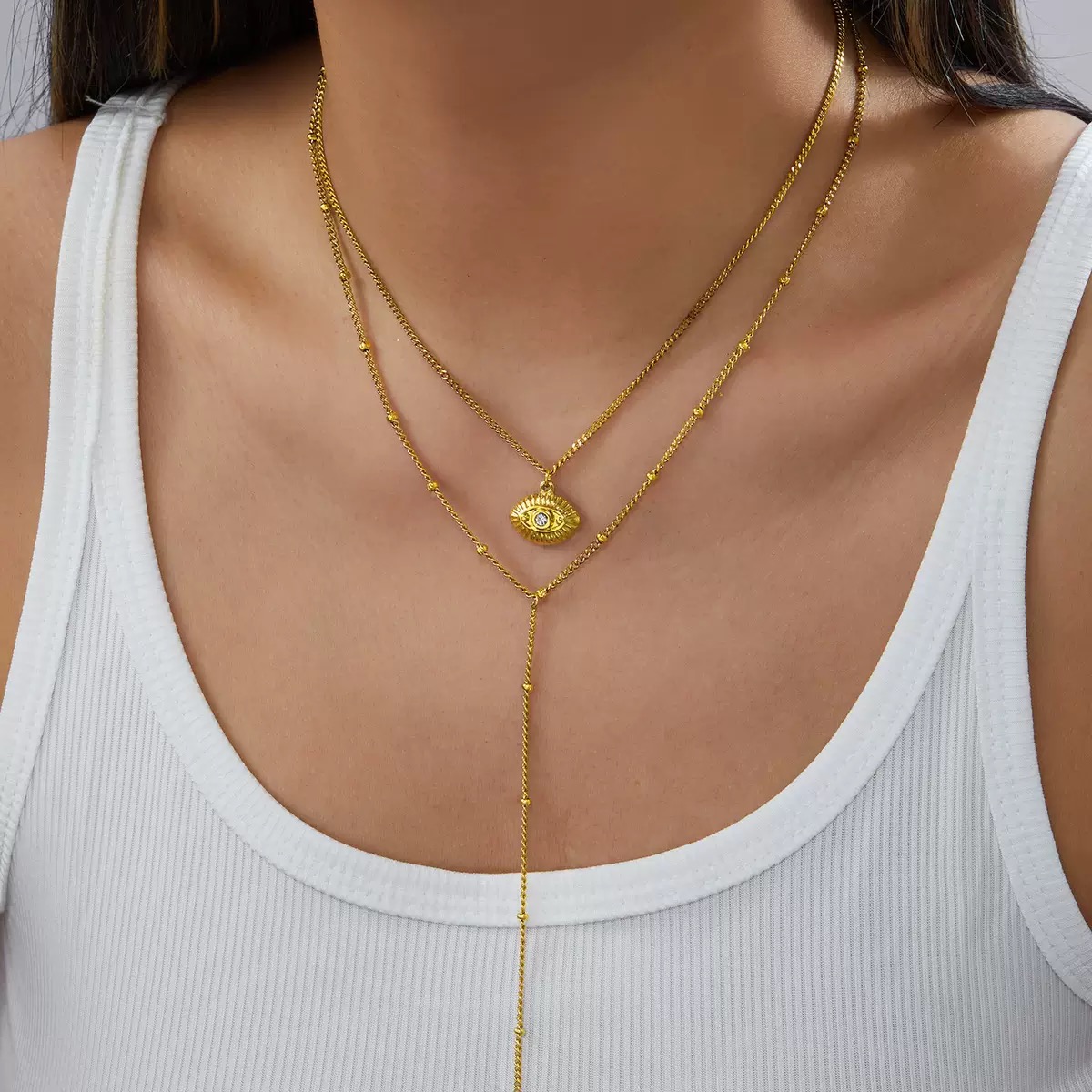 Evil Eye Layered Necklace สร้อยคอเลเยอร์ดวงตานำโชค — 3