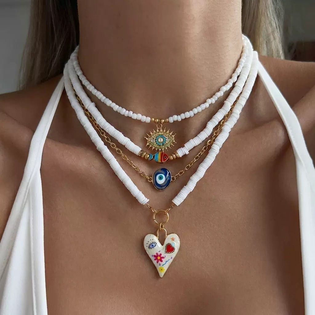 Boho Layered Evil Eye Necklace สร้อยคอเลเยอร์ตาปีศาจโบโฮ — 2
