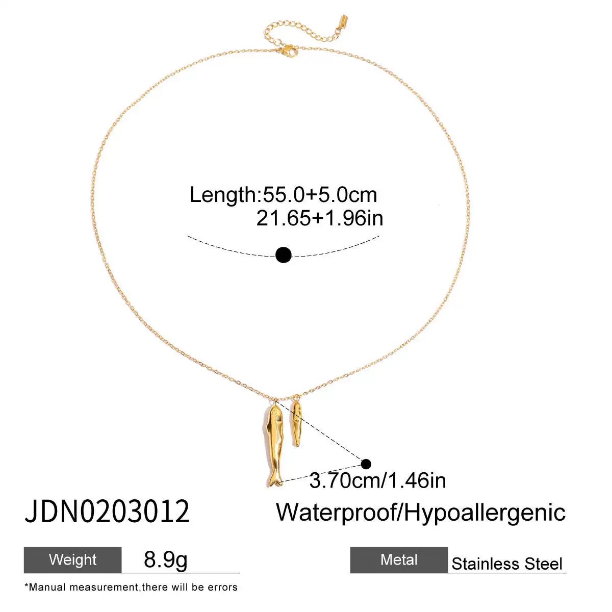 Stainless Steel Double Dolphin Necklace | สร้อยคอสแตนเลสจี้โลมาคู่ — 2