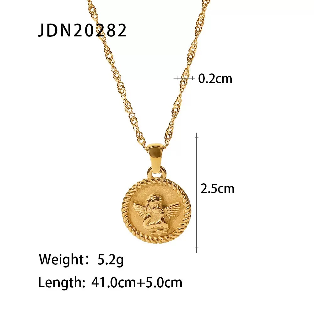 สร้อยคอจี้นางฟ้าวินเทจ stainless steel | Vintage Angel Coin Necklace — 2