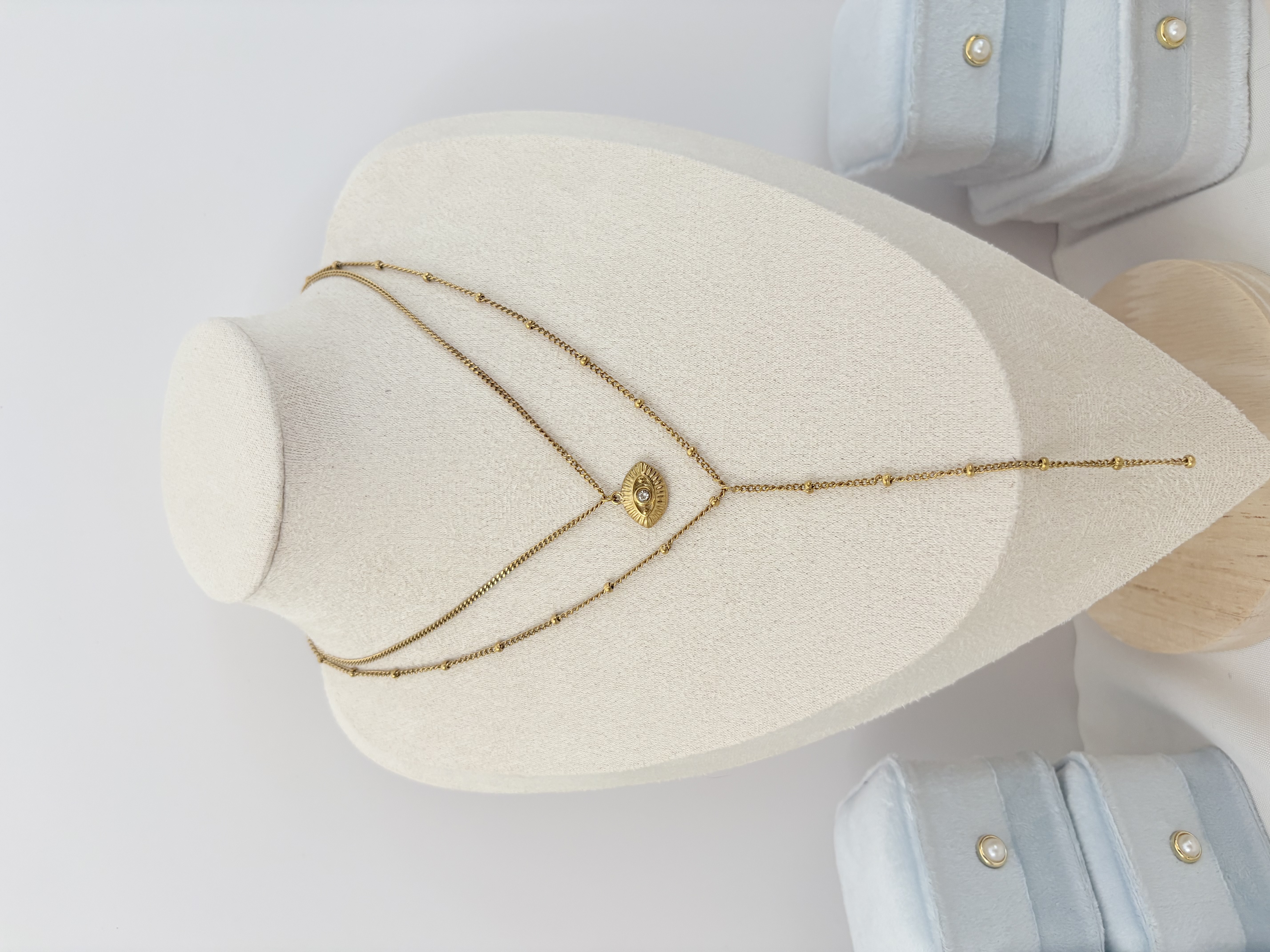 Evil Eye Layered Necklace สร้อยคอเลเยอร์ดวงตานำโชค( Free gift jewelry box)
