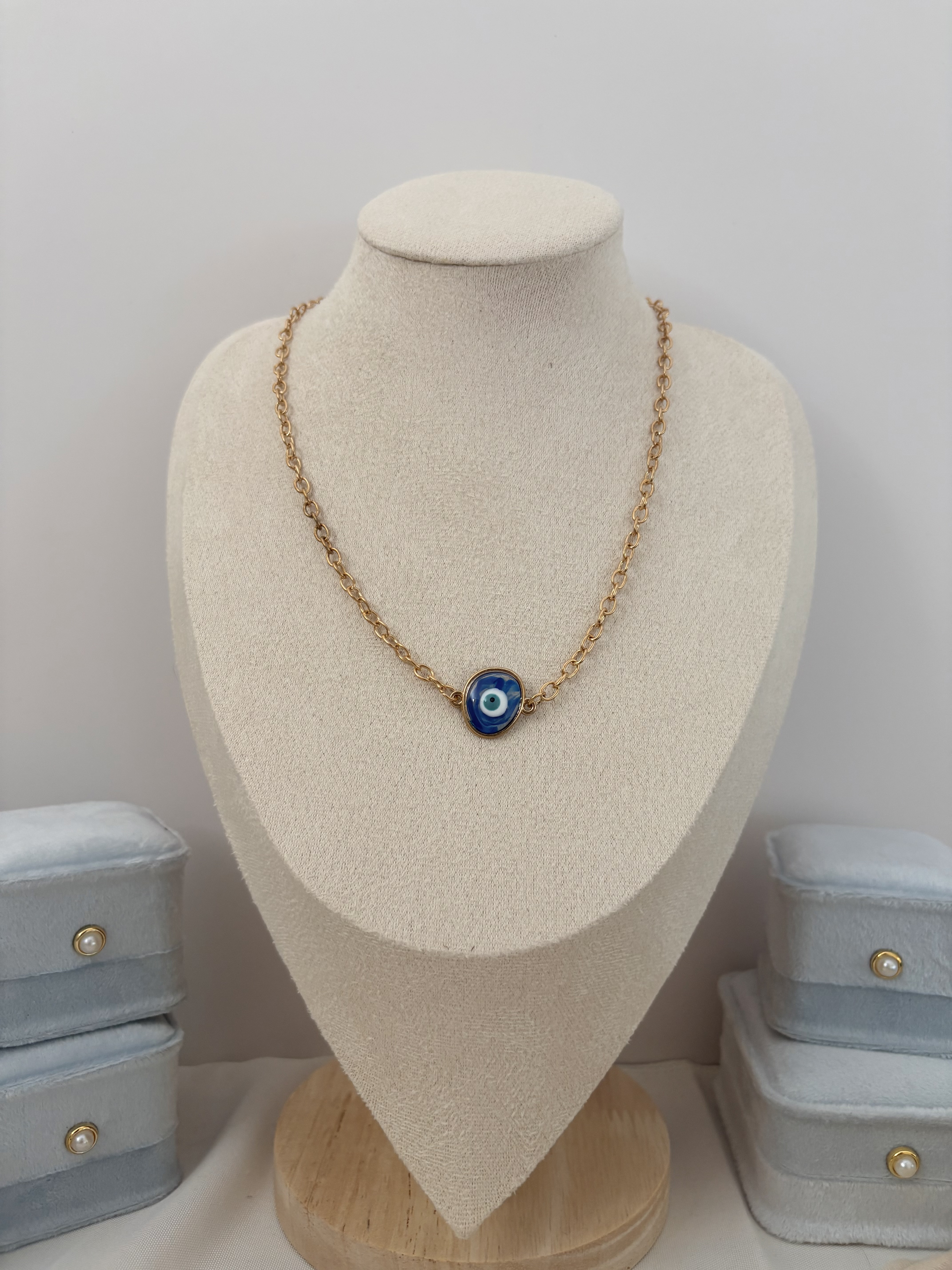 Blue Evil Eye Necklace | สร้อยคอดวงตานำโชคสีน้ำเงิน