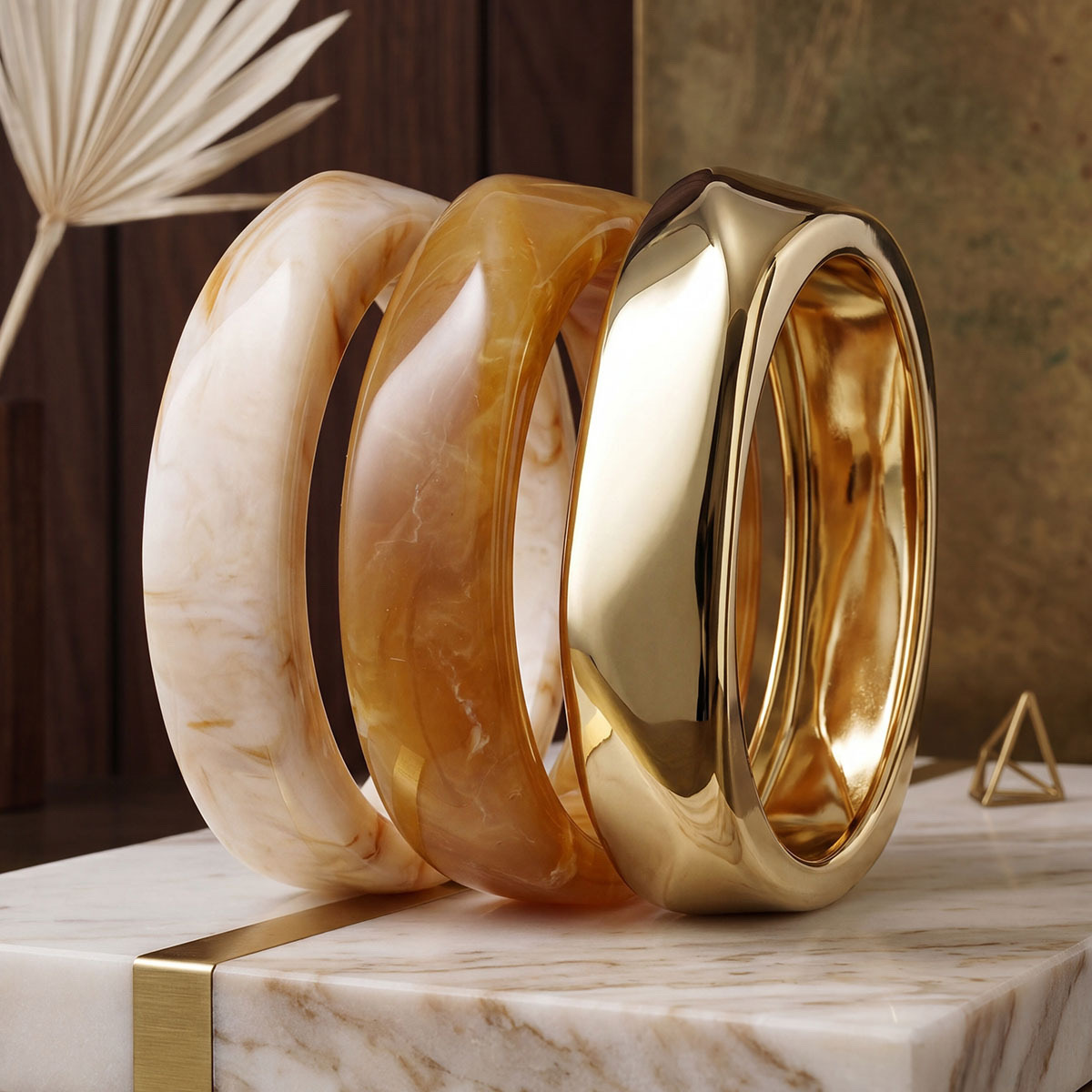 กำไลข้อมืออะคริลิกลายหินอ่อนทรงหนา | Chunky Marble Acrylic Bangle