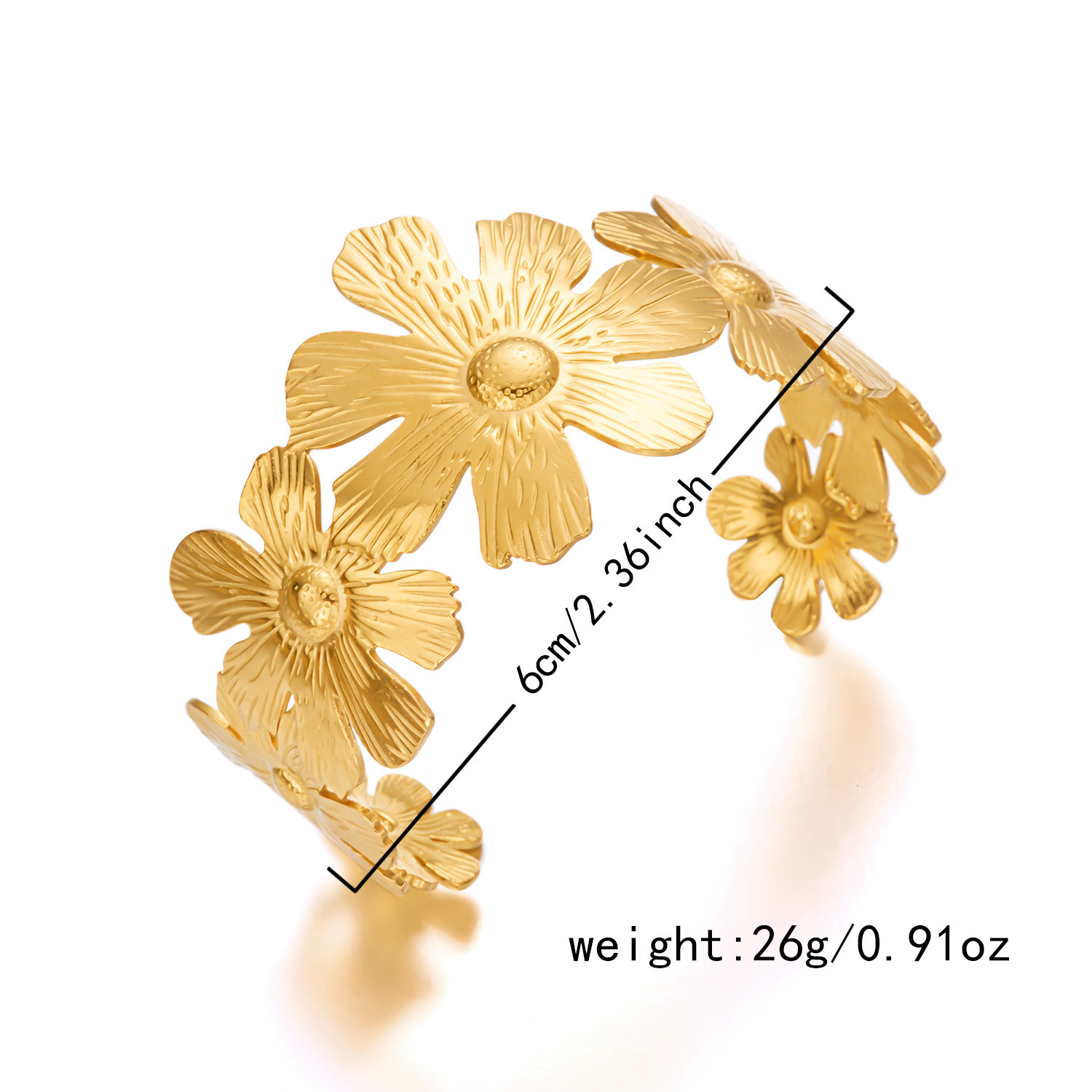Stainless Steel Golden Bloom Cuff | กำไลดอกไม้สีทอง